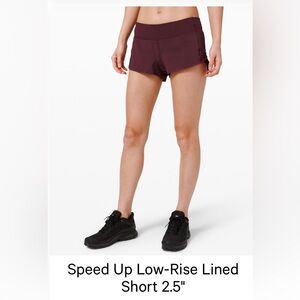 Lululemon Speed Up Low-Rise Lined Short 2.5” - Cassis